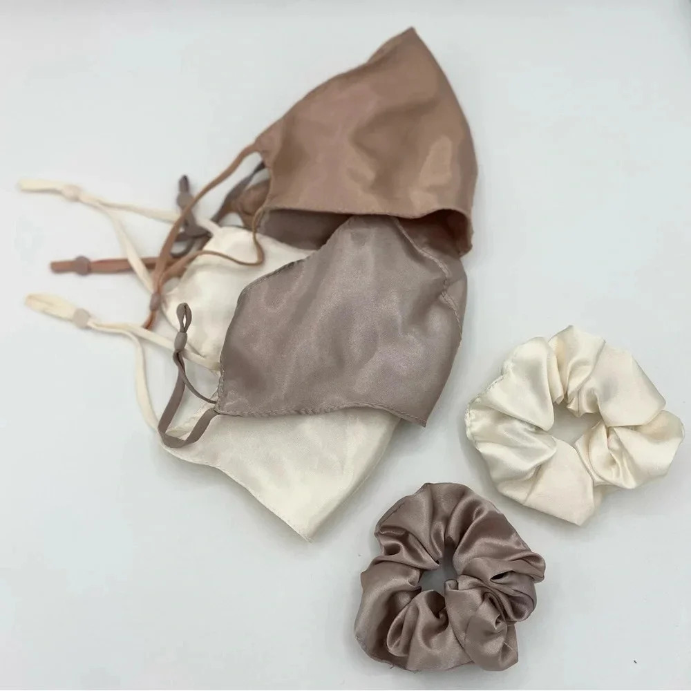 Fashion Satin Mauve Face Mask & Scrunchie Bundle